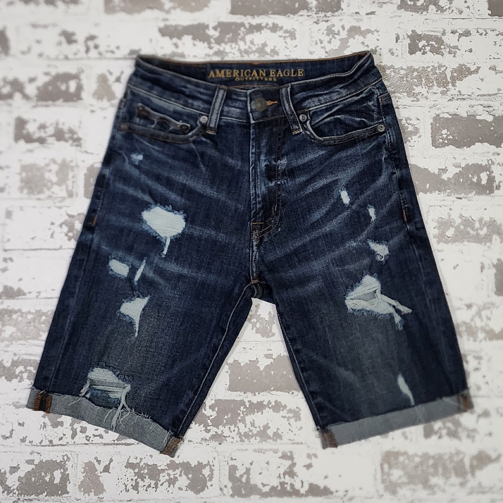 American Eagle Next Level Flex Bermuda Denim Shorts Men's 26" Women's 4 Unisex